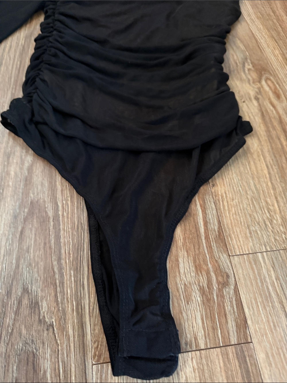 Lulu's Black One-Shoulder Ruched Bodysuit - Picture 3 of 8